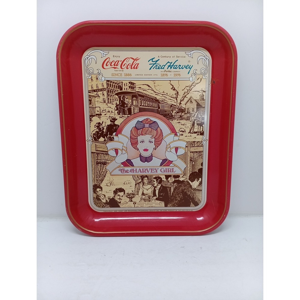 1976 Vintage Coca-Cola Tray, The Harvey Girl, 13.5" x 10.75 x 1.25" - T7